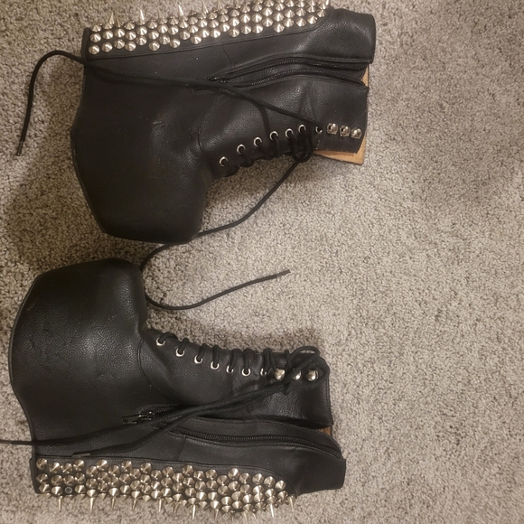 Jeffrey Campbell Black Lace Up Studded Boots - Picture 6 of 6